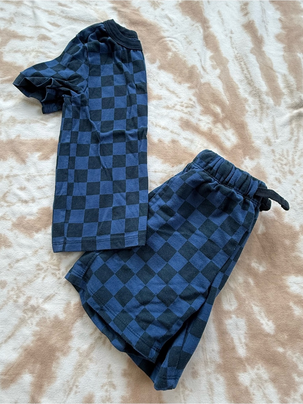 4T Blue Checkered Tee and Shorts Set